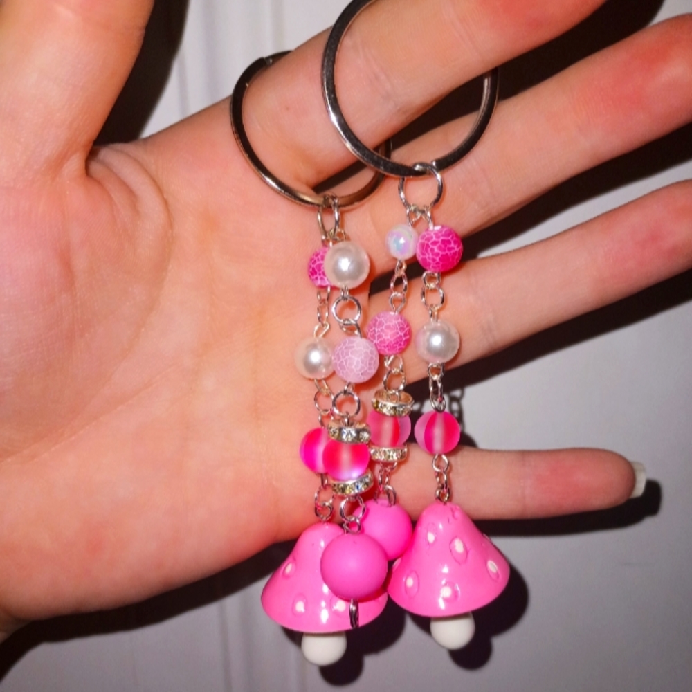 Handmade large mushroom keychain